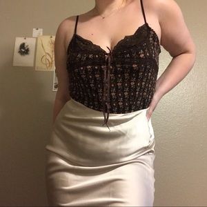 Floral Milkmaid Lace Corset Cami Top
